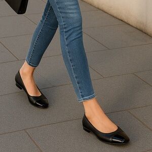 Nine West Black Patent Flats Vegan Women’s Shoes Size 7 New With Box